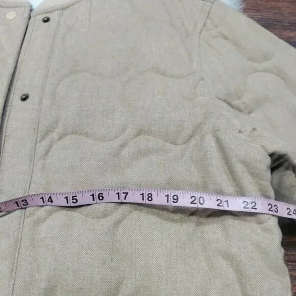 Madewell Italian Fabric Womens Large Quilted Oversized Bomber Jacket Matchstick - Picture 9 of 10